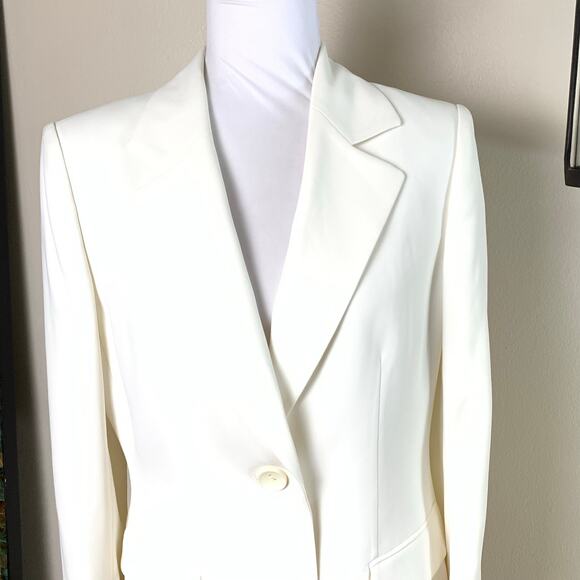 Kasper Petite Size 10P Blazer Jacket One Button White Career Minimalist - Picture 4 of 8